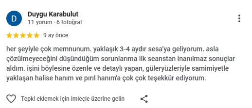 Sesa Güzellik Danışan Yorumu 5